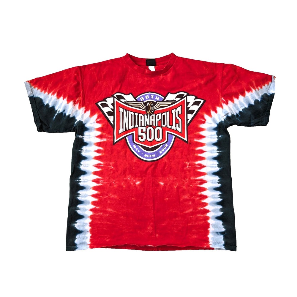 Vintage Indianapolis 500 Shirt Mens XL Tie-Dye Liquid Blue 2002